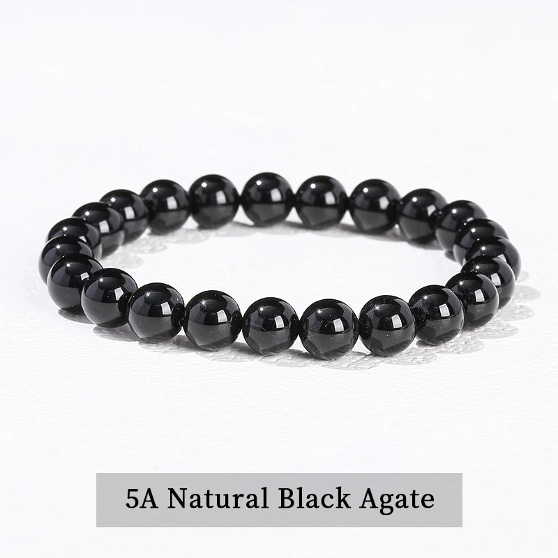 Pulsera de piedra obsidiana negra natural – Joyería ajustable de cuentas de cristal para hombres y mujeres, regalo de moda y accesorio de estilo energético