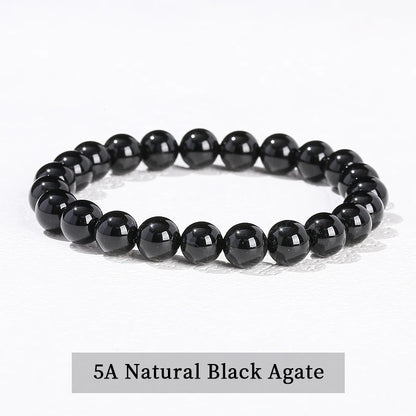 Pulsera de piedra obsidiana negra natural – Joyería ajustable de cuentas de cristal para hombres y mujeres, regalo de moda y accesorio de estilo energético