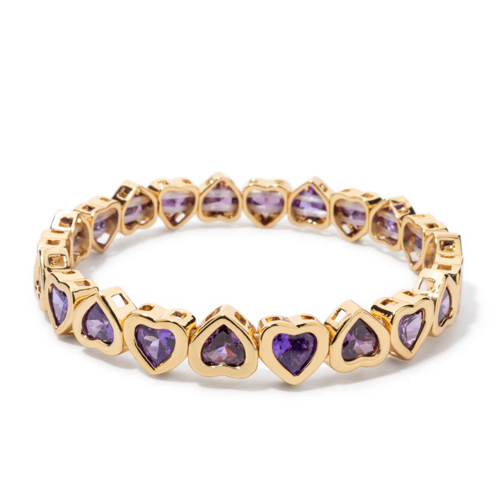 Brazalete de puño elástico para mujer 2024 Gold Love con diamantes de imitación color melocotón, joyería de moda