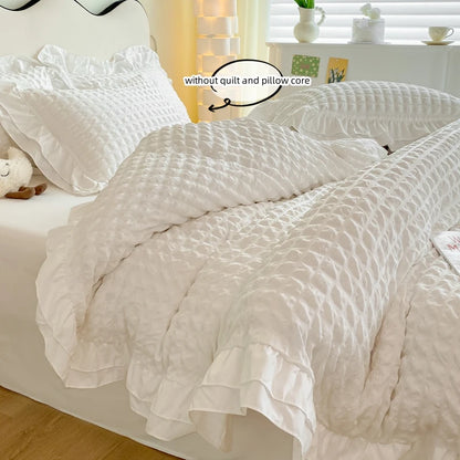 Juego de ropa de cama de 3 piezas de encaje coreano Seersucker – Juego de funda nórdica y fundas de almohada para dormitorio y habitación de invitados