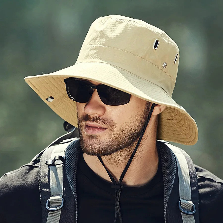 Men's Summer Wide Brim Bucket Hat – Waterproof UV Protection Fisherman Sun Hat for Hiking, Fishing, Climbing & Outdoor Activities