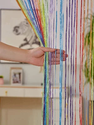 Cortina decorativa de hilos – Separador de ambientes con borlas para puertas, ventanas y decoración del hogar