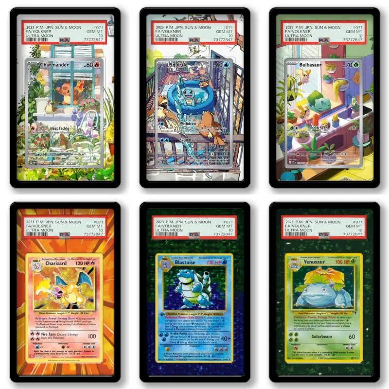 Pokémon Extended Art Card Display Case – Charizard & Venusaur PSA Acrylic Display Stand for Trading Card Collections
