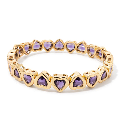 Brazalete de puño elástico para mujer 2024 Gold Love con diamantes de imitación color melocotón, joyería de moda