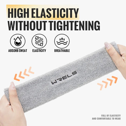 WRELS Sports Sweatband – Moisture-Wicking Cotton Terry Cloth Headband for Tennis, Basketball, Running & Gym