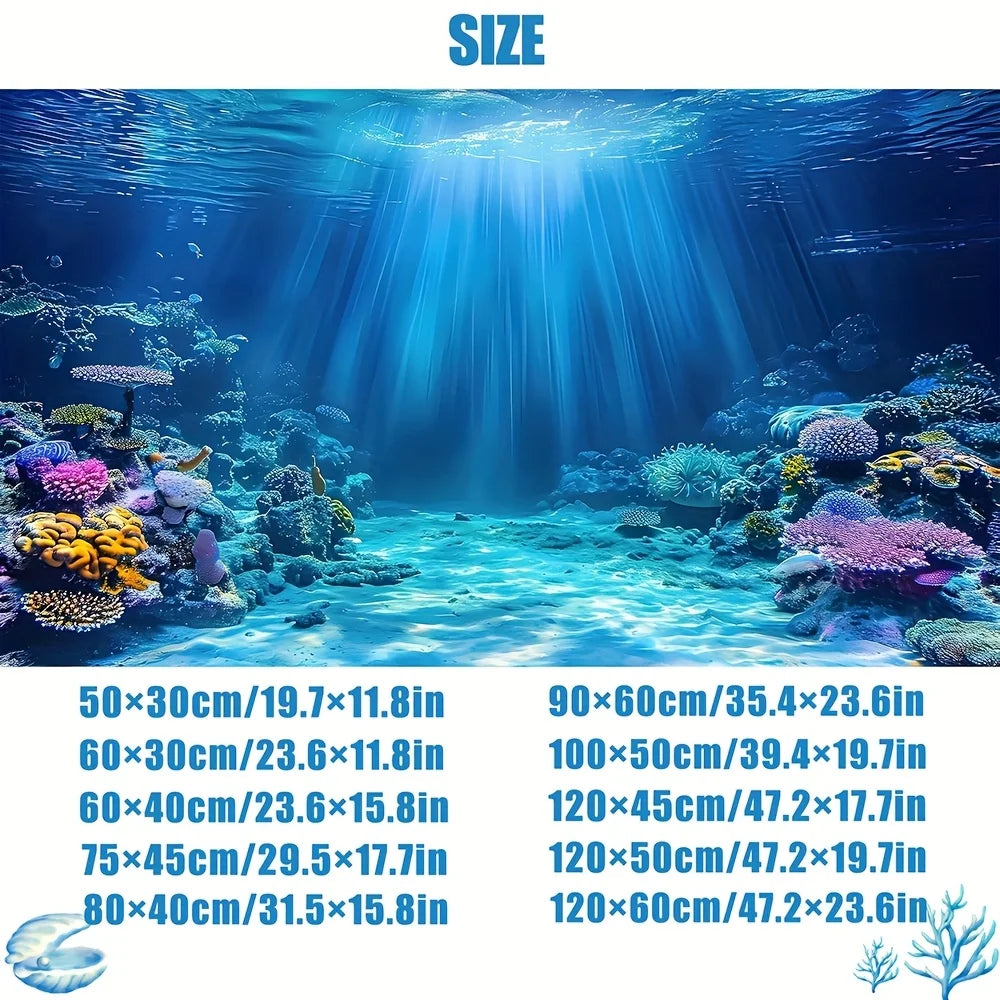 Aquarium Background Wallpaper – Fish Tank Sticker for Saltwater & Freshwater Aquariums, Turtle Tanks & Fish Tank Decorations