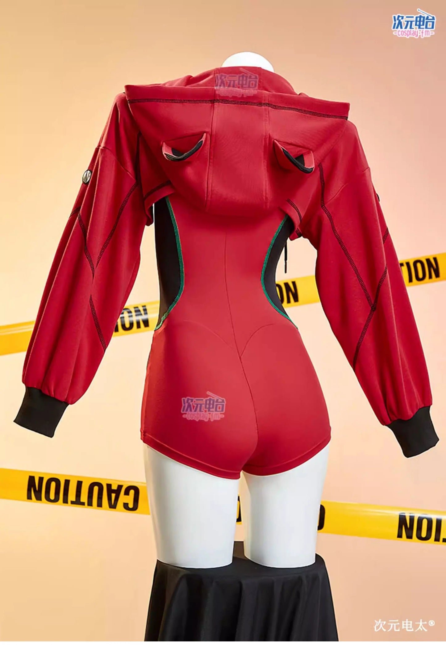 Asuka Langley Soryu Cosplay Costume – Women’s Hooded Jumpsuit with Cat Ears (Long Sleeve Bodysuit Sportswear Party Uniform Outfit)