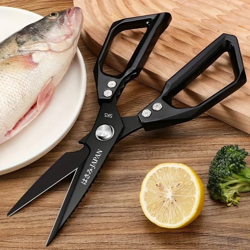 Ciseaux de cuisine multifonctions – Ciseaux alimentaires robustes avec coupe-os, écailleur à poisson et ouvre-bouteille