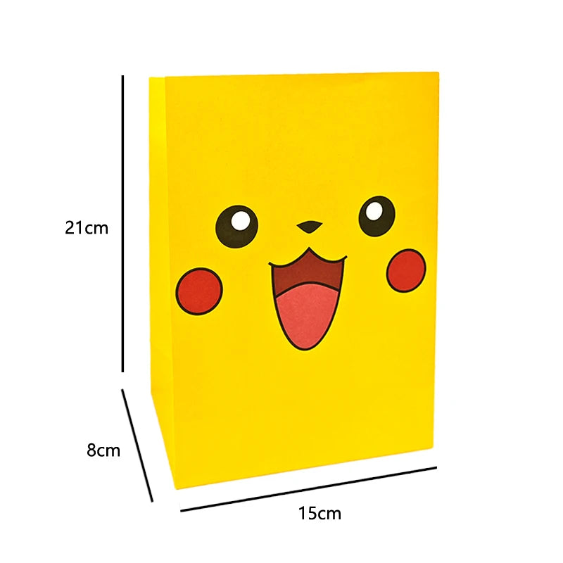 Pokémon Gift Bags – Pikachu Theme Birthday Party Packing Bags for Balloons, Candy, Snacks & Kids Party Favors (Charmander & Squirtle Design)