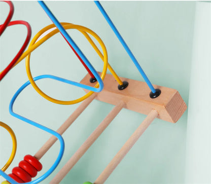 Jouet Montessori en bois de montagnes russes – Labyrinthe de perles pour bébé, boulier d'apprentissage des mathématiques pour les tout-petits de 1 à 3 ans, cadeau de développement éducatif précoce