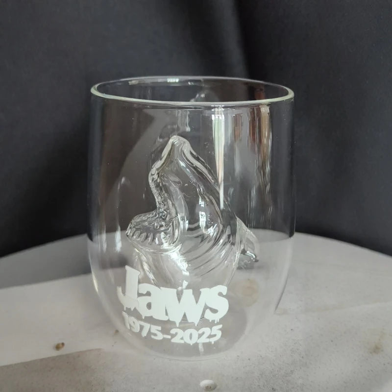 Great White Shark Glass Cup, Transparent Shark-Shaped Drinking Glass, Creative Water Cup, Unique Shot Glass for Home, Kitchen and Bar Use
