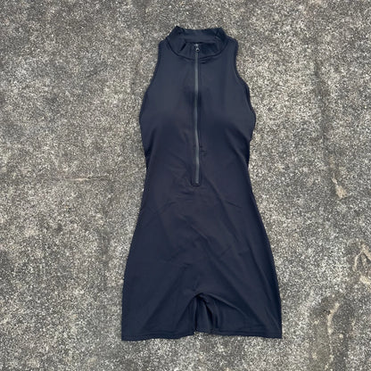 Women’s Scrunch Back Yoga Jumpsuit Shorts Set – Solid Color Zipper Gym Fitness One-Piece Sportswear