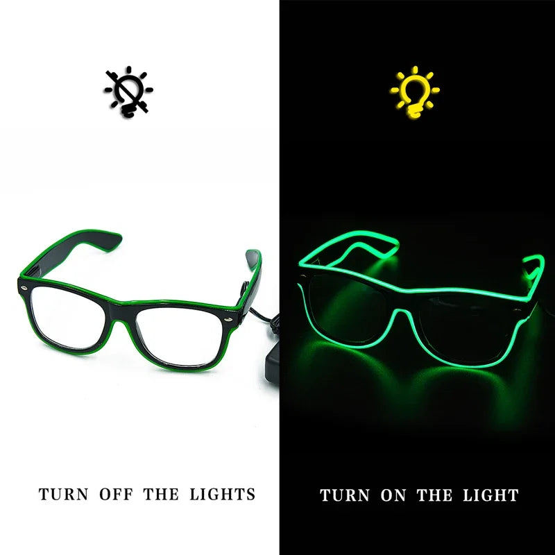 LED EL Wire Light-Up Glasses – Flashing Neon Party Sunglasses for Festivals, Raves & Cosplay