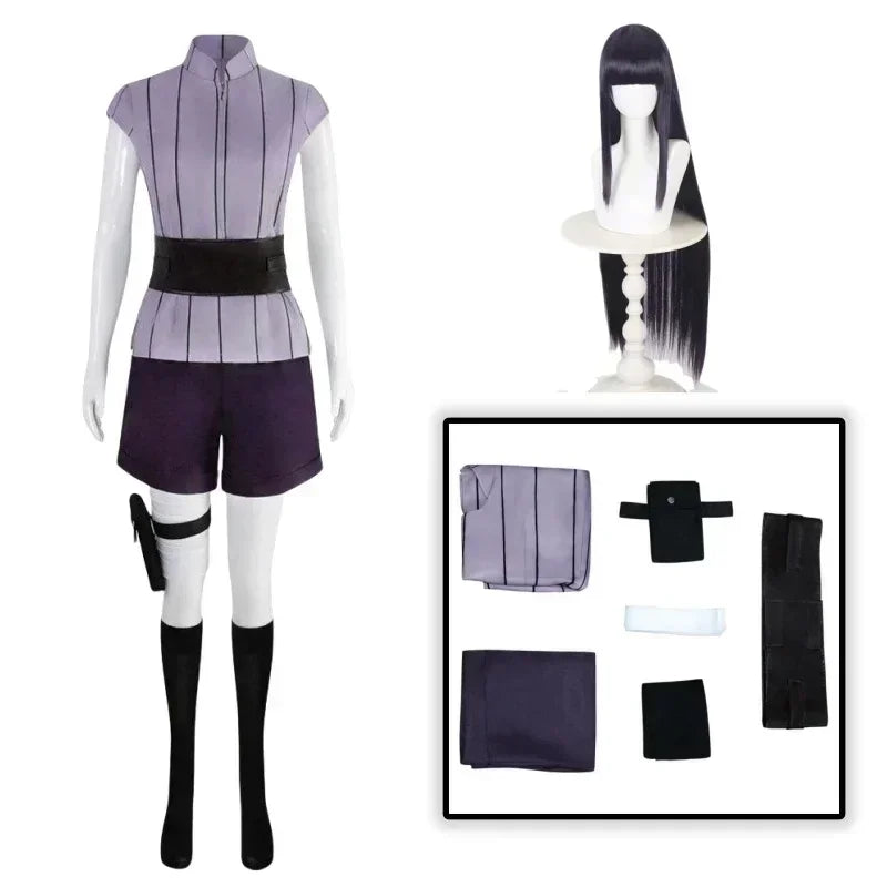 Hinata Hyuga Cosplay Costume – Anime Ninja Outfit (Halloween Party Performance Set)