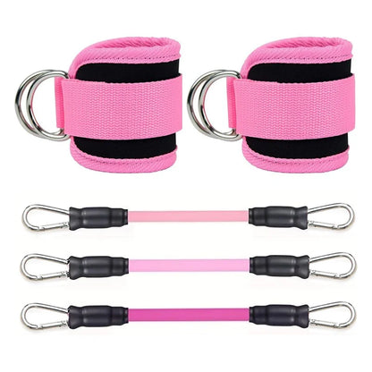 Juego de bandas de resistencia con tobilleras – Bandas elásticas de fitness con accesorios de tobillo para gimnasio, yoga, entrenamiento de fuerza y ejercicio en casa