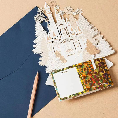 3D Christmas Greeting Card – Hot Stamped Laser Engraved Pop-Up Paper Card for Xmas, New Year, Thank You & Friends