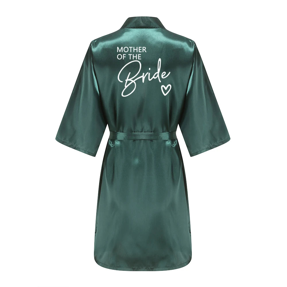 Bata de satén "Team Bride" – Kimono de pijama para fiesta de bodas con estampado de letras blancas | Regalo de despedida de soltera para mujer
