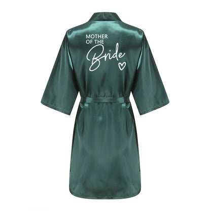 Bata de satén "Team Bride" – Kimono de pijama para fiesta de bodas con estampado de letras blancas | Regalo de despedida de soltera para mujer