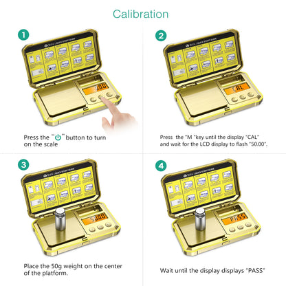 Balance de Bijoux Numérique 200g x 0.01g – Balance de Précision de Poche avec Poids d'Étalonnage de 50g