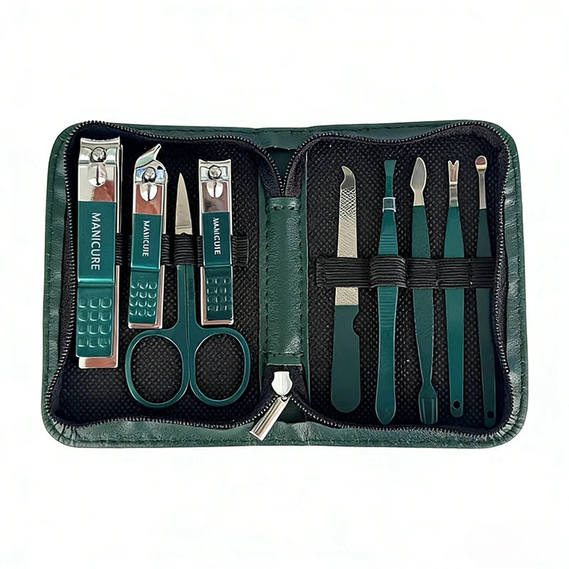 Juego profesional de manicura y pedicura de acero inoxidable de 6 a 18 piezas con estuche de viaje de piel – Kit de uñas y aseo para hombres y mujeres