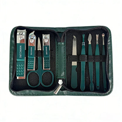 Juego profesional de manicura y pedicura de acero inoxidable de 6 a 18 piezas con estuche de viaje de piel – Kit de uñas y aseo para hombres y mujeres