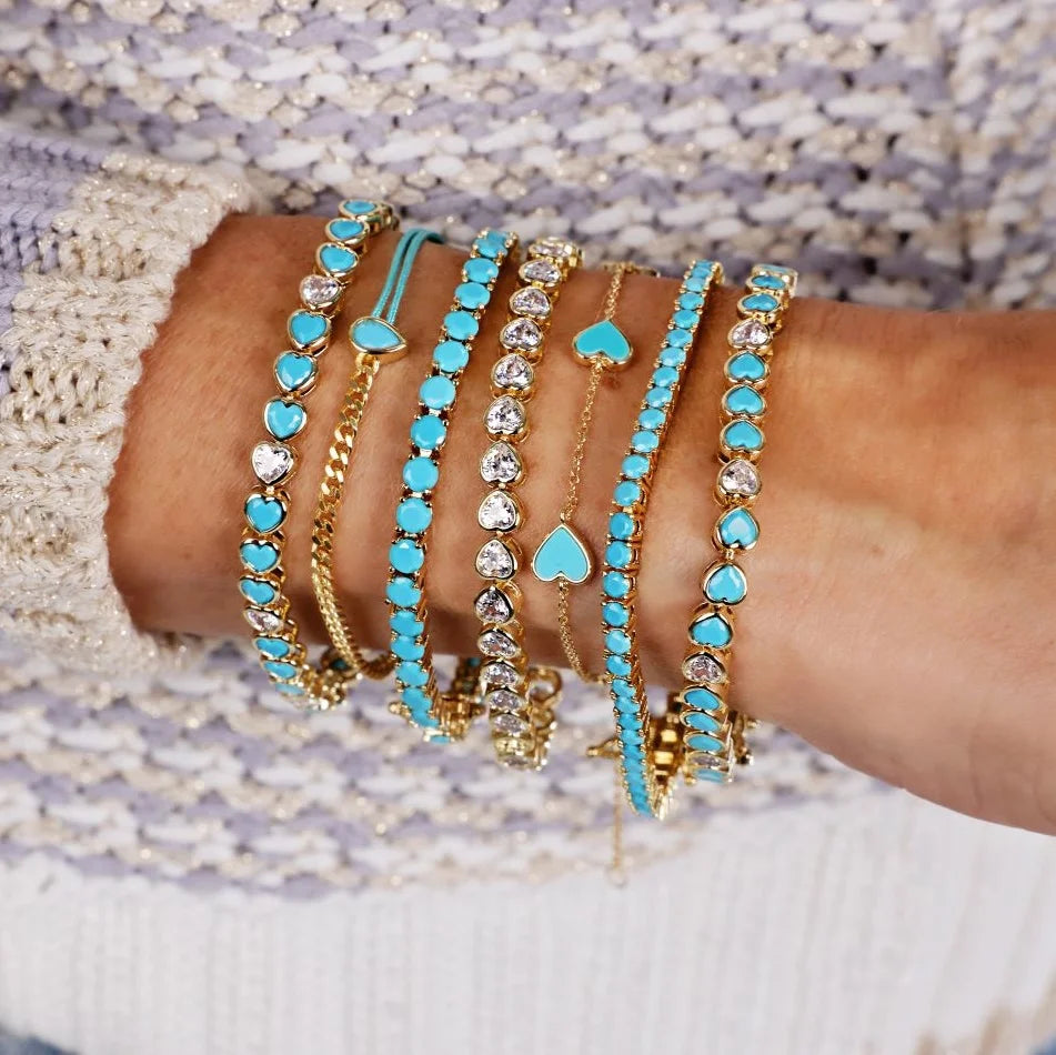 Pulsera de tenis 5A CZ – Pulsera geométrica de cristal de circonita cúbica con bisel para mujer | Joyería de moda clásica de lujo