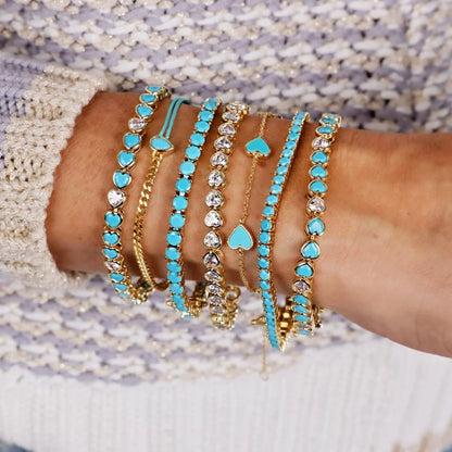 Pulsera de tenis 5A CZ – Pulsera geométrica de cristal de circonita cúbica con bisel para mujer | Joyería de moda clásica de lujo