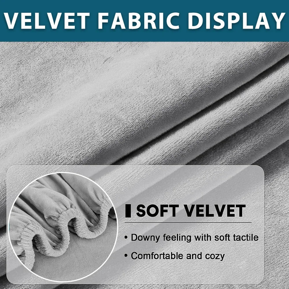 Velvet Sofa Cushion Cover – Plush Stretch Couch Slipcover Furniture Protector for Living Room