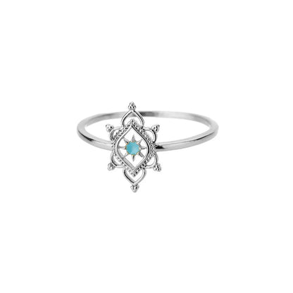 Gold Stainless Steel Lotus Flower Opal Ring – Vintage Oval Stone Statement Ring for Women | Elegant Fashion Jewelry Gift