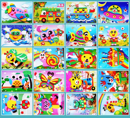 10/20PCS Pegatinas de Animales 3D de Goma EVA – Juego de Manualidades de Puzle de Dibujos Animados para Niños, Juguete Educativo Creativo, Regalo de Actividad Artística de Múltiples Diseños