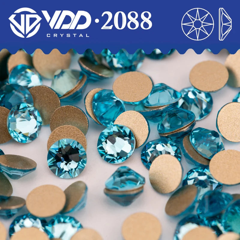 VDD 2088 Crystal Flower Nail Rhinestones – Non-Hotfix 8 Big & 8 Small Flatback Gems for Nail Art & DIY Decorations