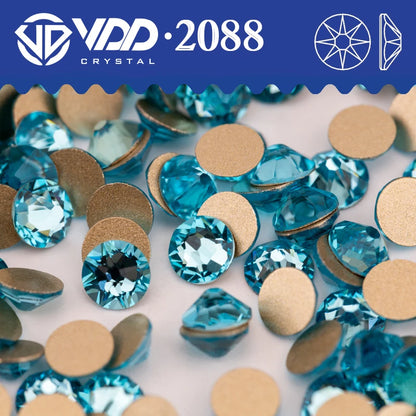 VDD 2088 Crystal Flower Nail Rhinestones – Non-Hotfix 8 Big & 8 Small Flatback Gems for Nail Art & DIY Decorations