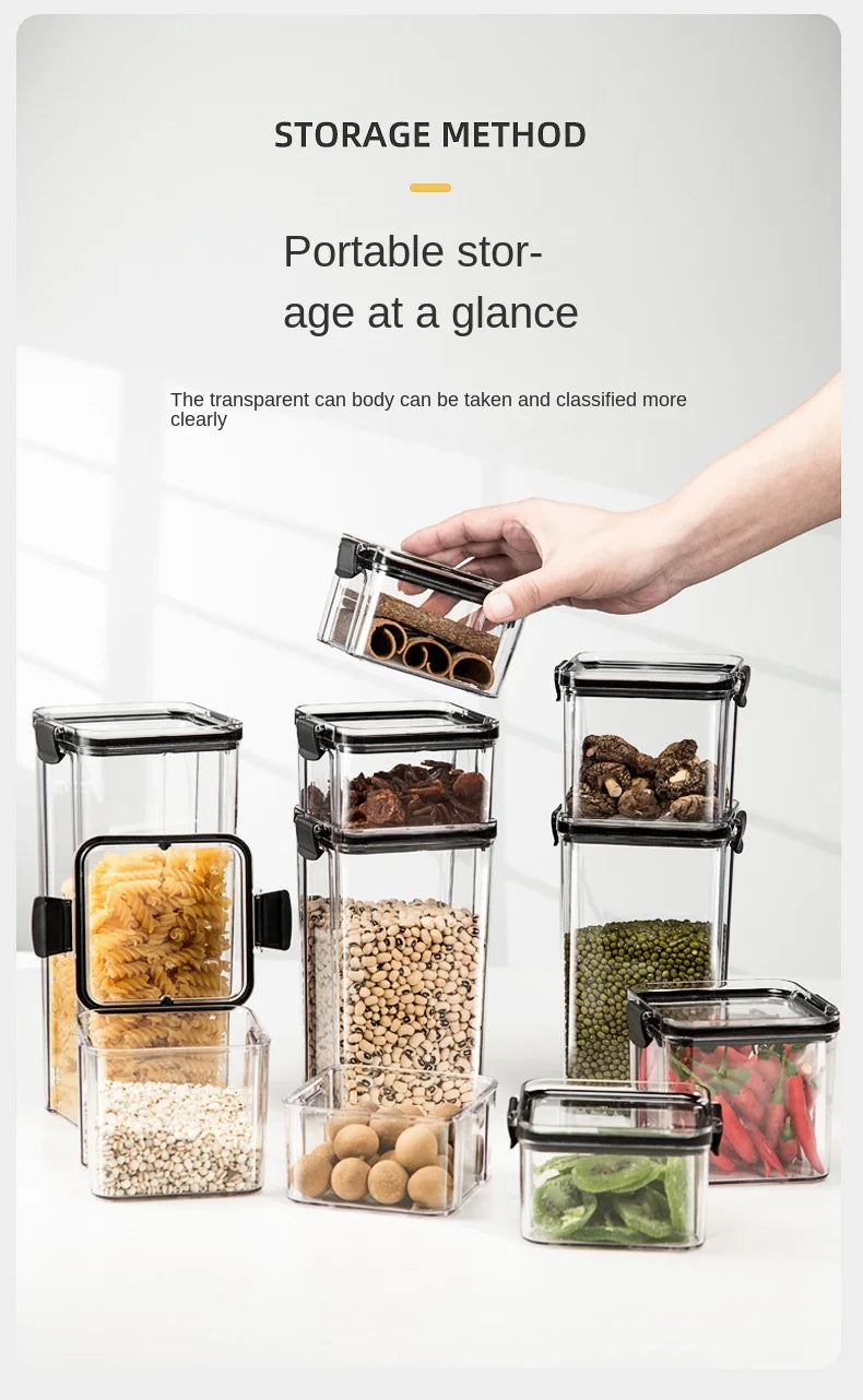 Juego de recipientes herméticos de cocina – Contenedores grandes de plástico para granos con tapas a prueba de humedad para almacenar alimentos y condimentos