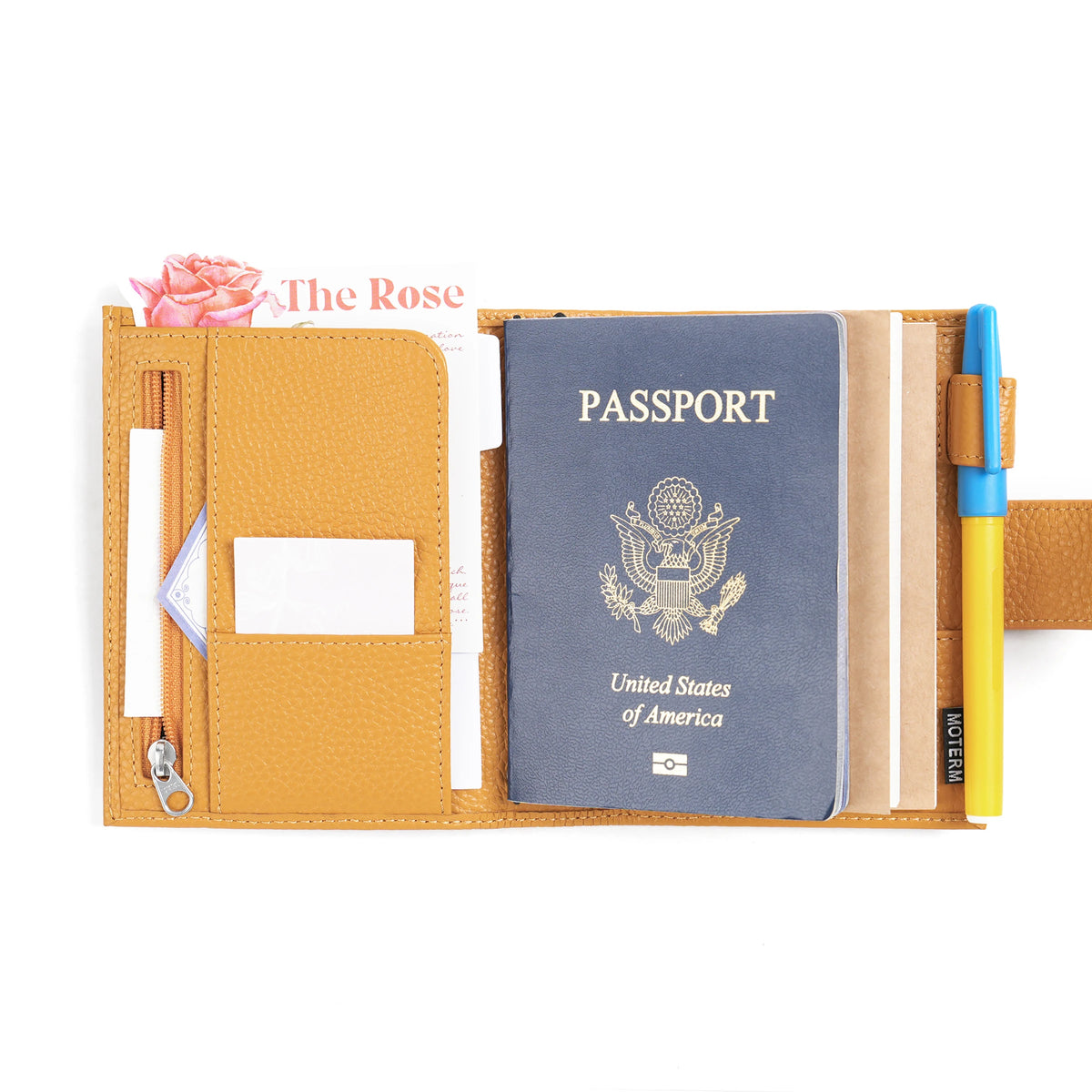 Moterm Passport Size Travel Journal – Genuine Cowhide Pebbled Leather Notebook & Organizer with Double Snap Closure