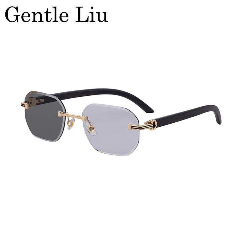Vintage Square Rimless Sunglasses for Men – Frameless Punk Eyewear with UV400 Lenses, Trendy 2026 Fashion Glasses