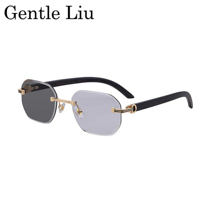 Vintage Square Rimless Sunglasses for Men – Frameless Punk Eyewear with UV400 Lenses, Trendy 2026 Fashion Glasses