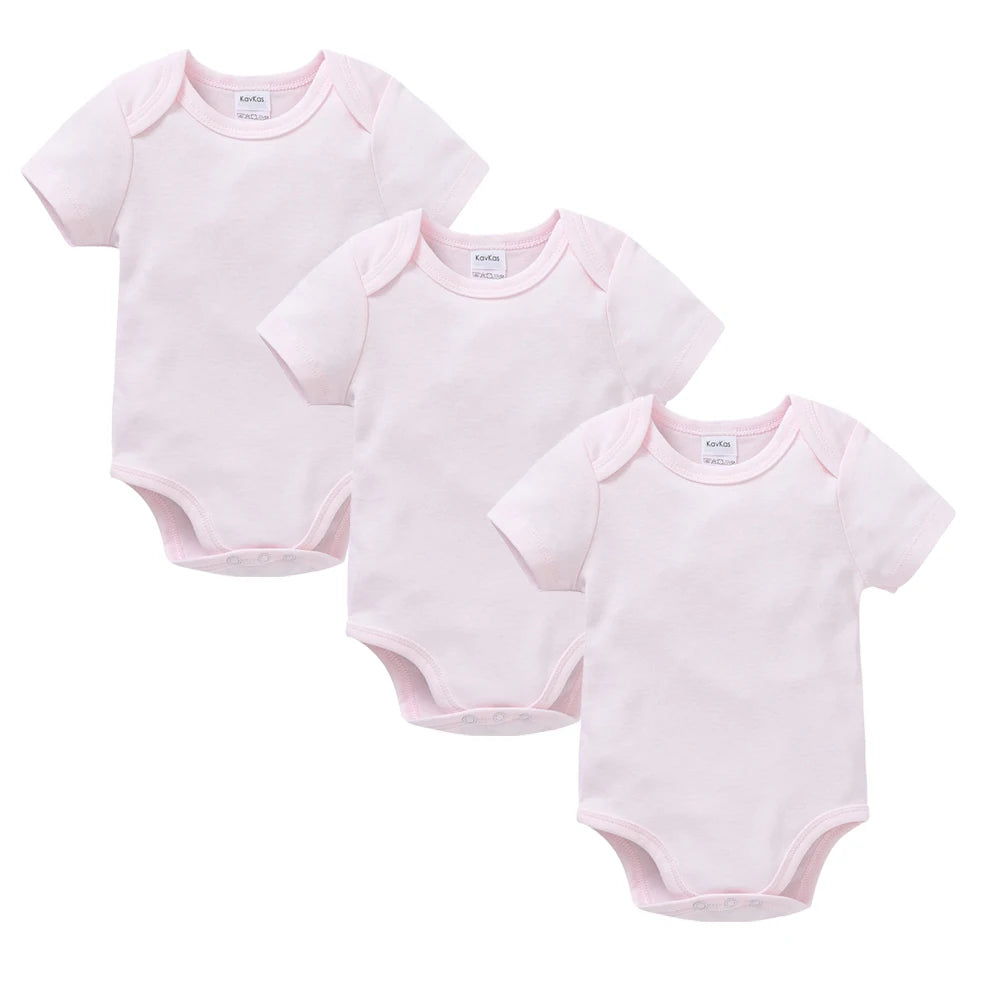 Kavkas Ropa de algodón para bebés – Juego de mamelucos de manga corta de 3 o 5 piezas para recién nacidos, para niños y niñas, mamelucos blancos sólidos de 0 a 24 meses, ropa suave de uso diario para bebés
