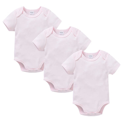 Kavkas Ropa de algodón para bebés – Juego de mamelucos de manga corta de 3 o 5 piezas para recién nacidos, para niños y niñas, mamelucos blancos sólidos de 0 a 24 meses, ropa suave de uso diario para bebés