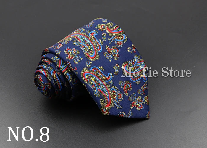 Men's 7.5cm Soft Silk Necktie – Floral & Dot Pattern Tie for Weddings, Business, Parties & Formal Wear