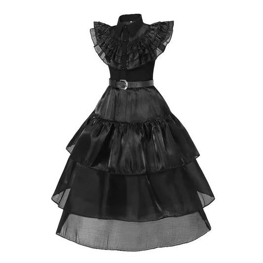 Déguisement de Cosplay d'Halloween pour Filles – Robe Fantaisie Gothique Noire (Déguisement de Carnaval pour Enfants)