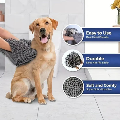Quick-Dry Pet Bath Towel – Soft Super-Absorbent Dog Bath Robe & Cat Towel, Convenient Washcloth for Pet Cleaning, Bathing & Grooming