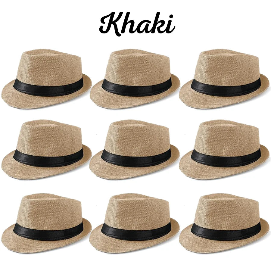 6–48PCS Wedding Straw Fedora Hats for Men – Customizable Short Brim Panama Party Hats, 58CM for Weddings, Birthdays & Celebrations