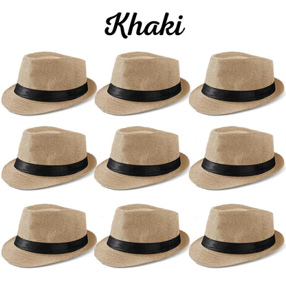 6–48PCS Wedding Straw Fedora Hats for Men – Customizable Short Brim Panama Party Hats, 58CM for Weddings, Birthdays & Celebrations