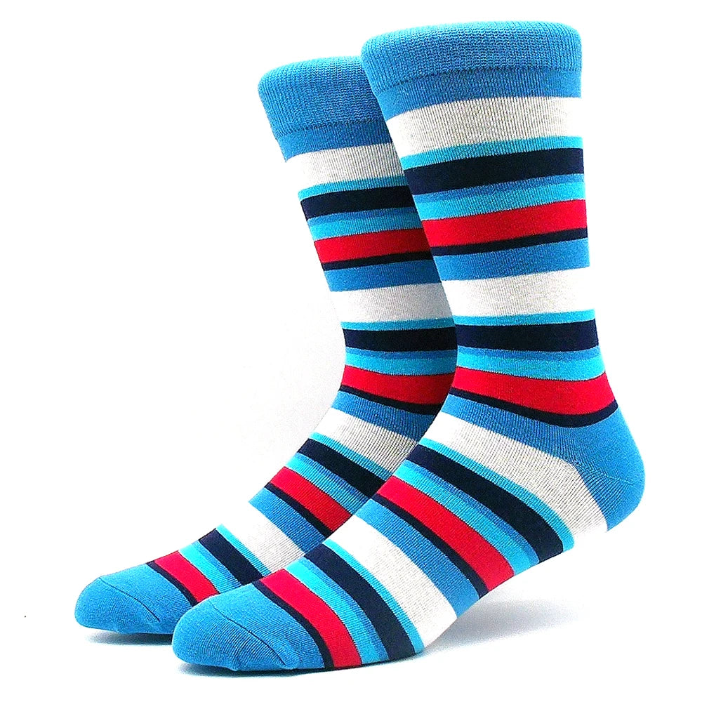 Funny Colorful Hip Hop Socks – Combed Cotton Animal, Astronaut & Geometric Print Socks for Men & Women, Business Dress Wear