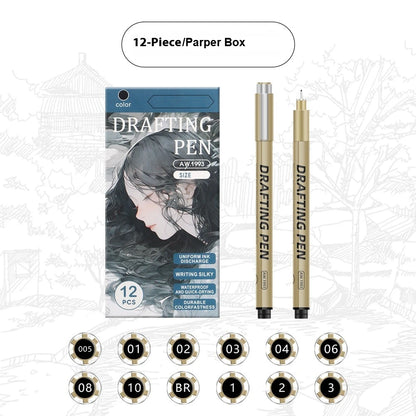 Manga Black Fineliner Marker Set – 1/6/9/12PCS Fine Tip Drawing Pens for Sketching, Comics & Art