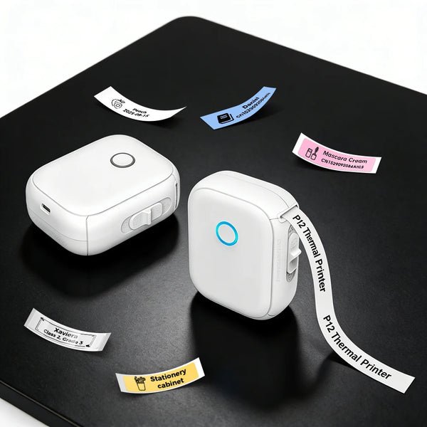 Marklife P12 Mini Thermal Printer – Portable Label Maker Machine, Adhesive Sticker Printer with Continuous Label Tape, Bluetooth Pocket Labeling Device for Home, Office & Organization