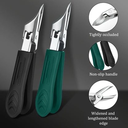 Coupe-ongles incarnés robuste en acier inoxydable – Lame ultra-tranchante inclinée à 25° avec poignée souple pour ongles épais