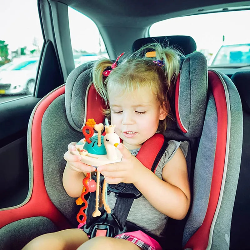 Juguete Sensorial de Silicona Montessori con Cuerda para Bebés – Mordedor Sonajero para Bebés de 6 a 12 Meses