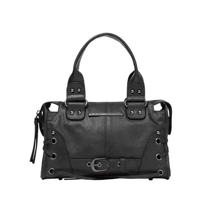 FANCY CLUB Sac fourre-tout moto rétro pour femme – Grand sac à main à rivets avec anses, sac à main tendance de style coréen pour les trajets quotidiens, les voyages, le shopping et les tenues décontractées