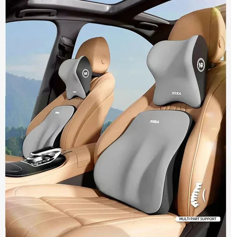 Ensemble coussin appui-tête et support lombaire en mousse à mémoire de forme pour voiture – Oreiller universel cou et dos pour un confort de conduite